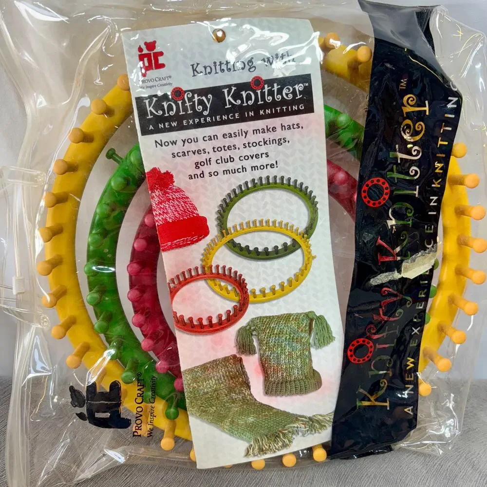 Genuine Knifty Knitter Round Loom Set with 3 Looms, Hook & Bag Provo Craft